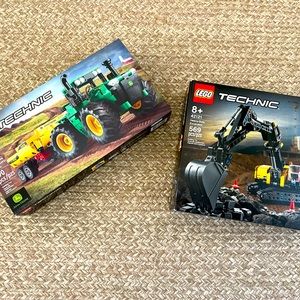 Two Lego Technic Sets (Excavator and John Deer Tractor)